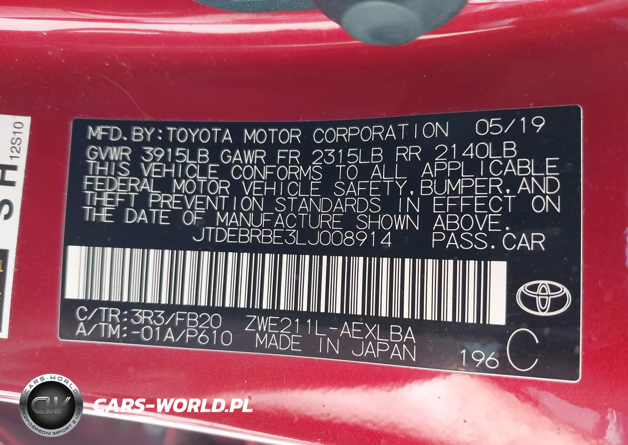 2020 Toyota Corolla Hybrid Le VIN:JTDEBRBE3LJ008914 - 9