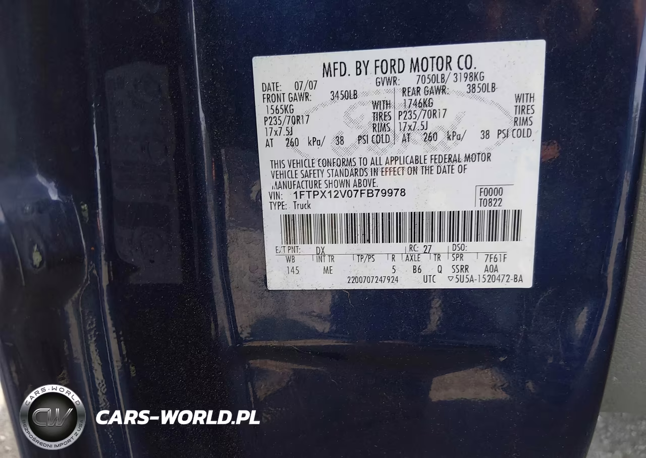 2007 Ford F-150 Lariat-Stx-Xl-Xlt VIN:1FTPX12V07FB79978 - 9
