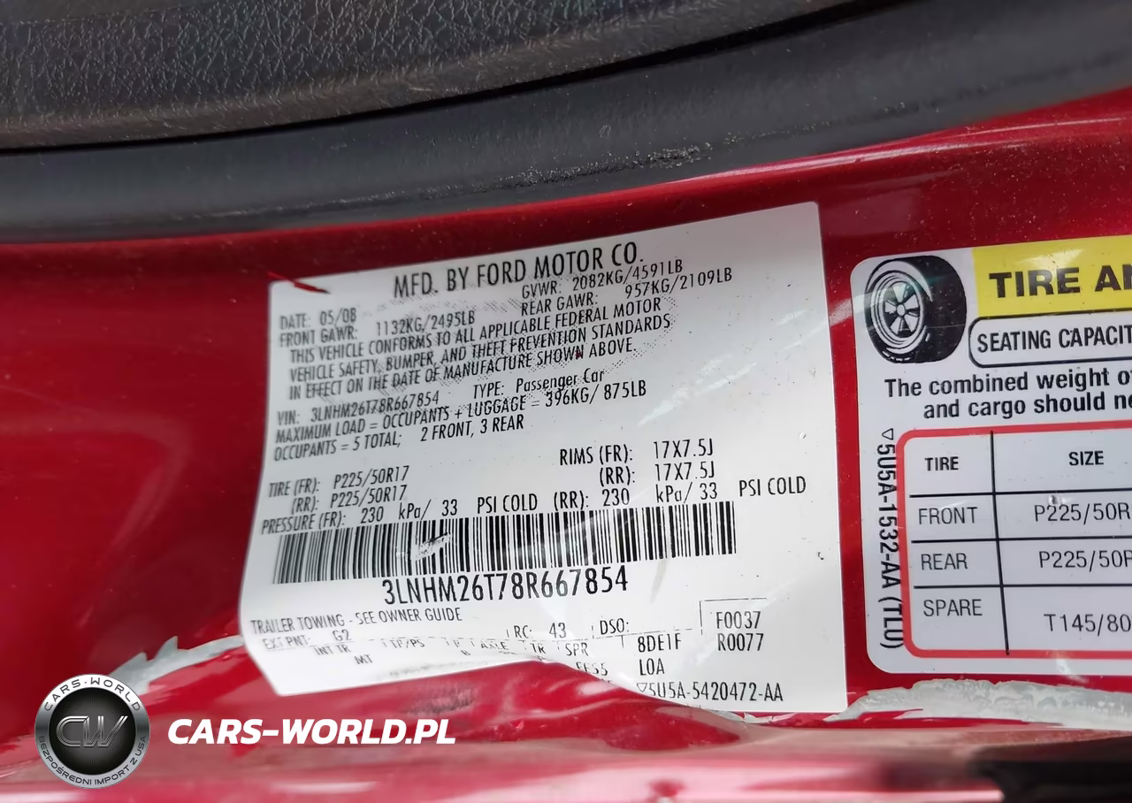 2008 Lincoln Mkz VIN:3LNHM26T78R667854 - 9