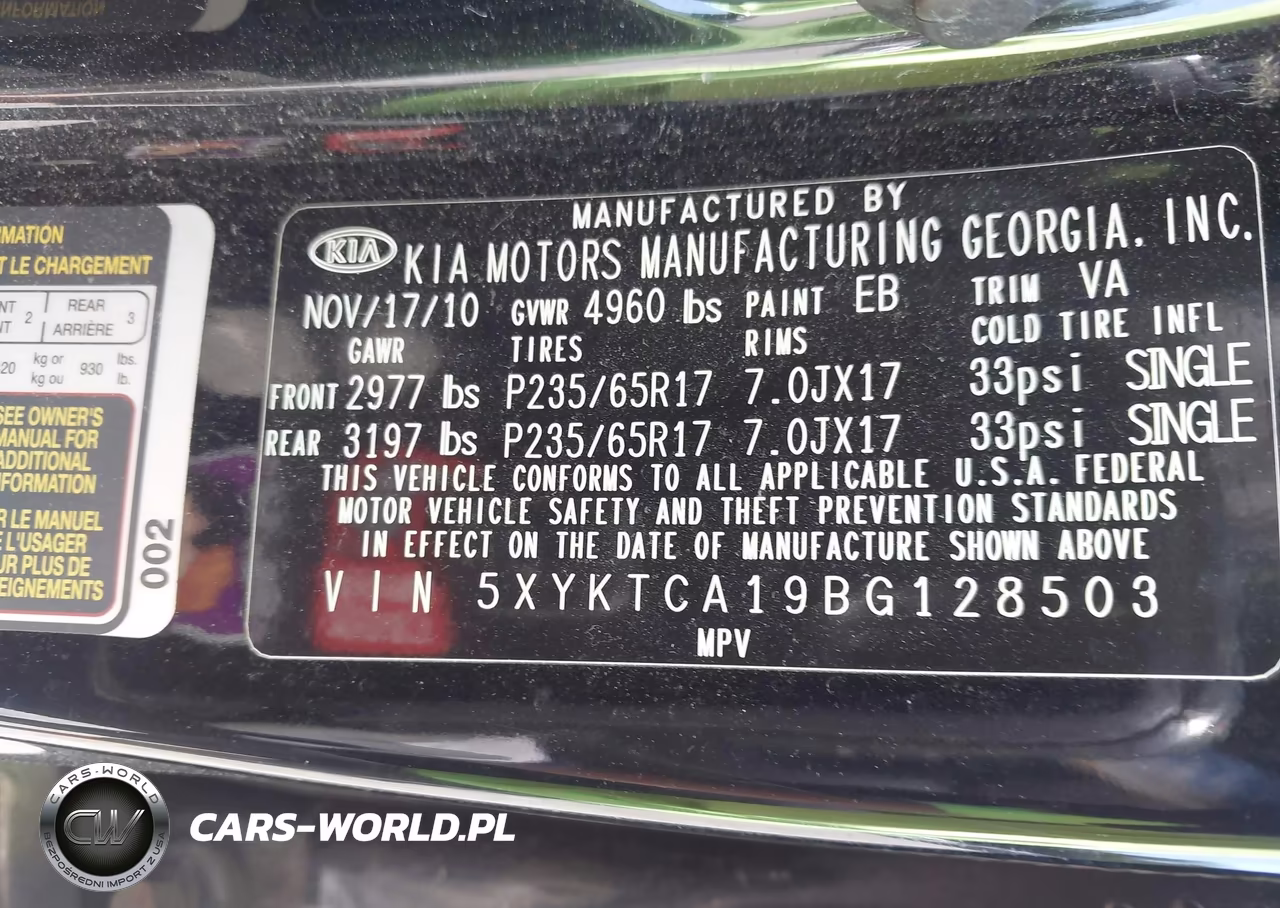 2011 Kia Sorento Lx VIN:5XYKTCA19BG128503 - 9