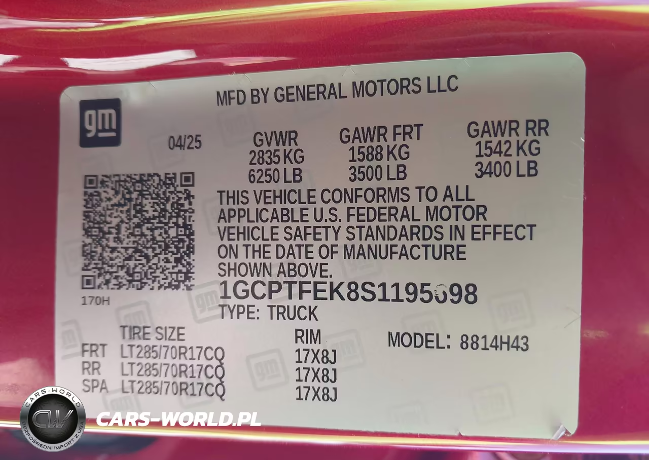 2025 Chevrolet Colorado 4Wd Zr2 VIN:1GCPTFEK8S1195698 - 9