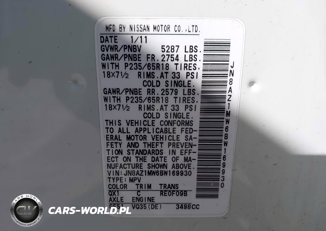 2011 Nissan Murano Sv VIN:JN8AZ1MW6BW169930 - 9