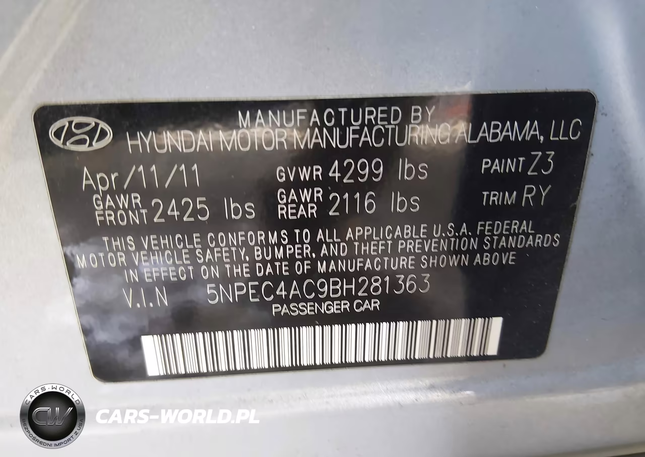 2011 Hyundai Sonata Se VIN:5NPEC4AC9BH281363 - 9