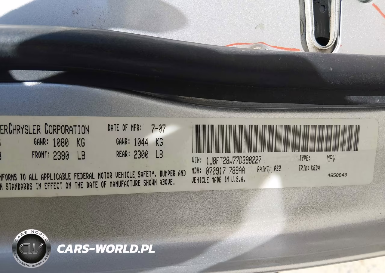 2007 Jeep Patriot Sport VIN:1J8FT28W77D398227 - 9