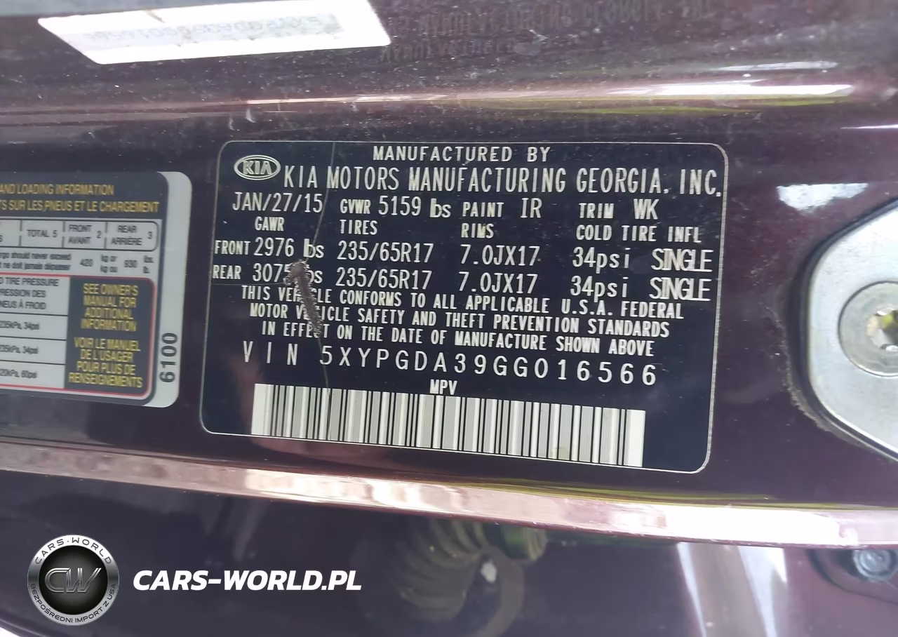 2016 Kia Sorento 2.4L Lx VIN:5XYPGDA39GG016566 - 9