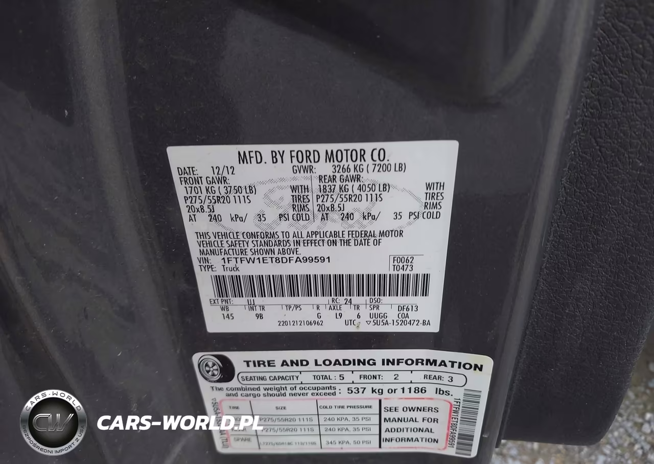 2013 Ford F-150 Platinum VIN:1FTFW1ET8DFA99591 - 9
