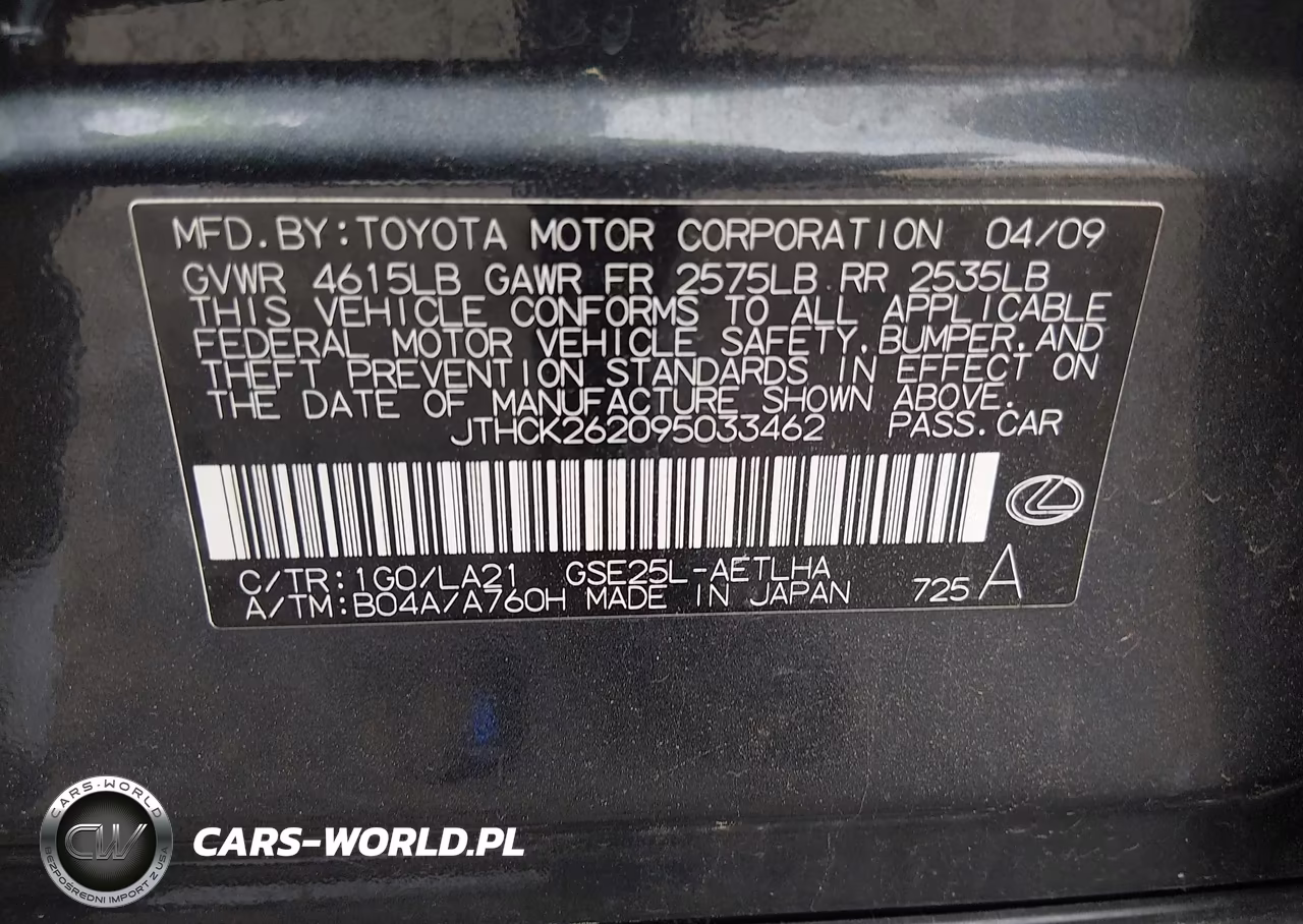 2009 Lexus Is 250 VIN:JTHCK262095033462 - 9