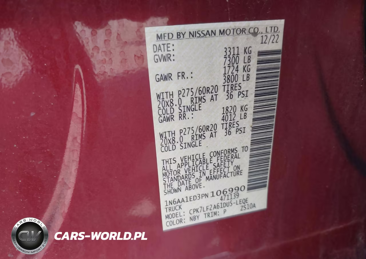 2023 Nissan Titan Platinum Reserve 4X4 VIN:1N6AA1ED3PN106990 - 9