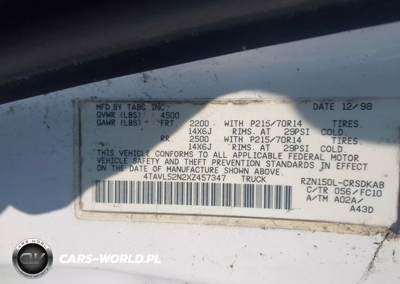 1999 Toyota Tacoma VIN:4TAVL52N2XZ457347 - 9