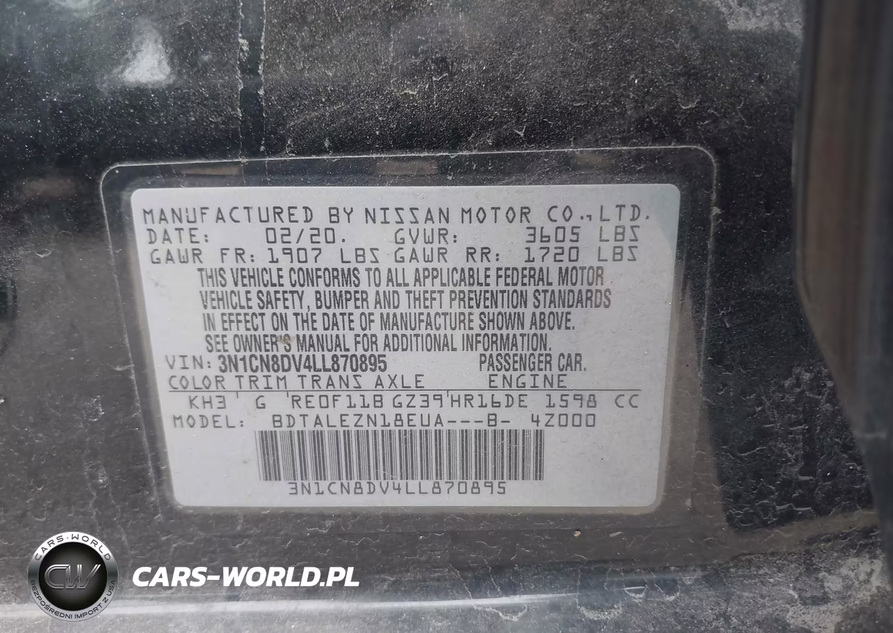 2020 Nissan Versa S Xtronic Cvt VIN:3N1CN8DV4LL870895 - 9