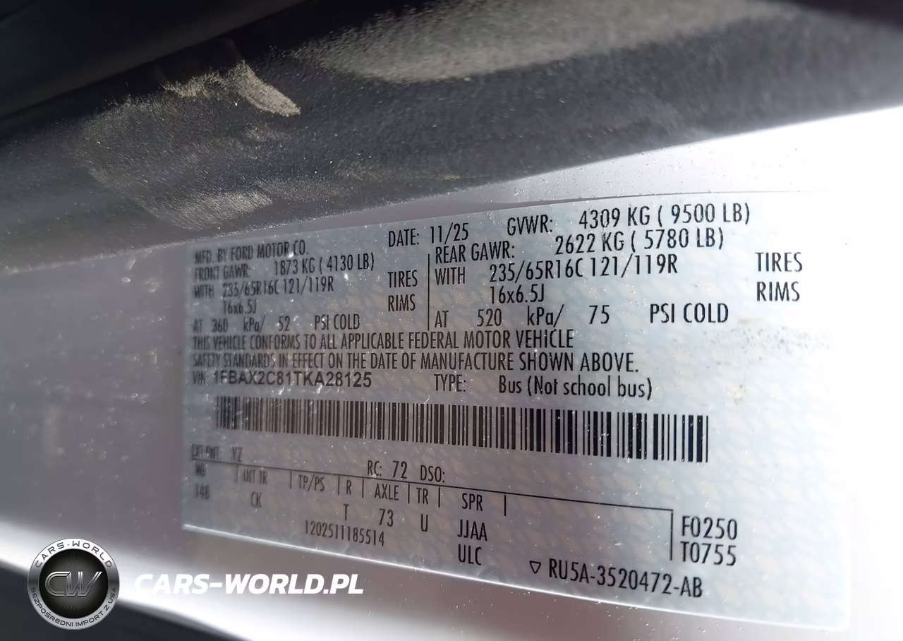 2026 Ford Transit-350 Passenger Van Xlt VIN:1FBAX2C81TKA28125 - 9
