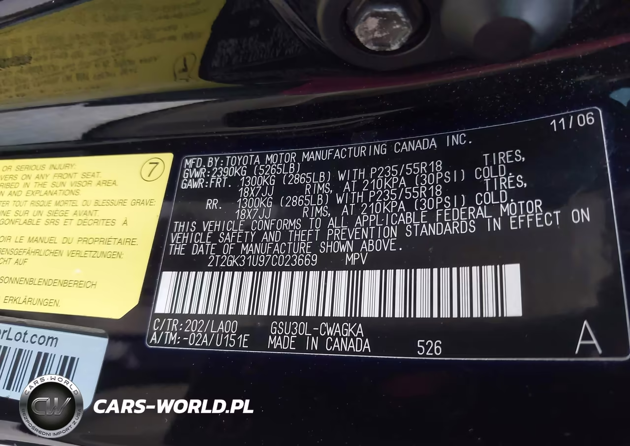 2007 Lexus Rx 350 VIN:2T2GK31U97C023669 - 9