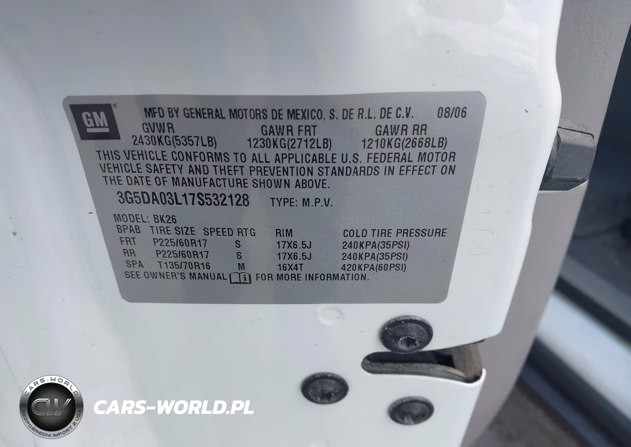 2007 Buick Rendezvous Cx VIN:3G5DA03L17S532128 - 9