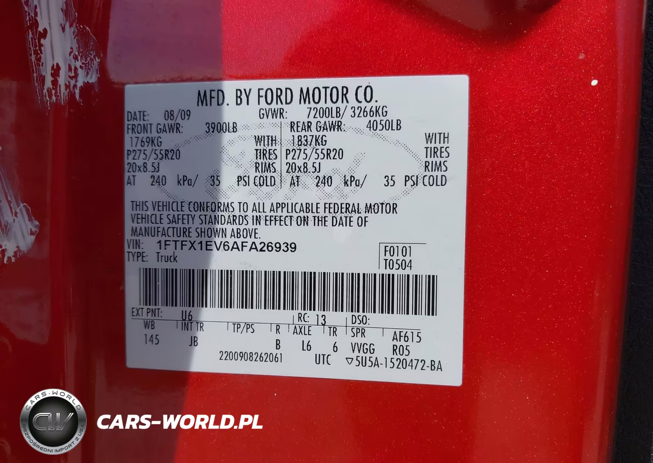 2010 Ford F-150 Fx4 VIN:1FTFX1EV6AFA26939 - 9