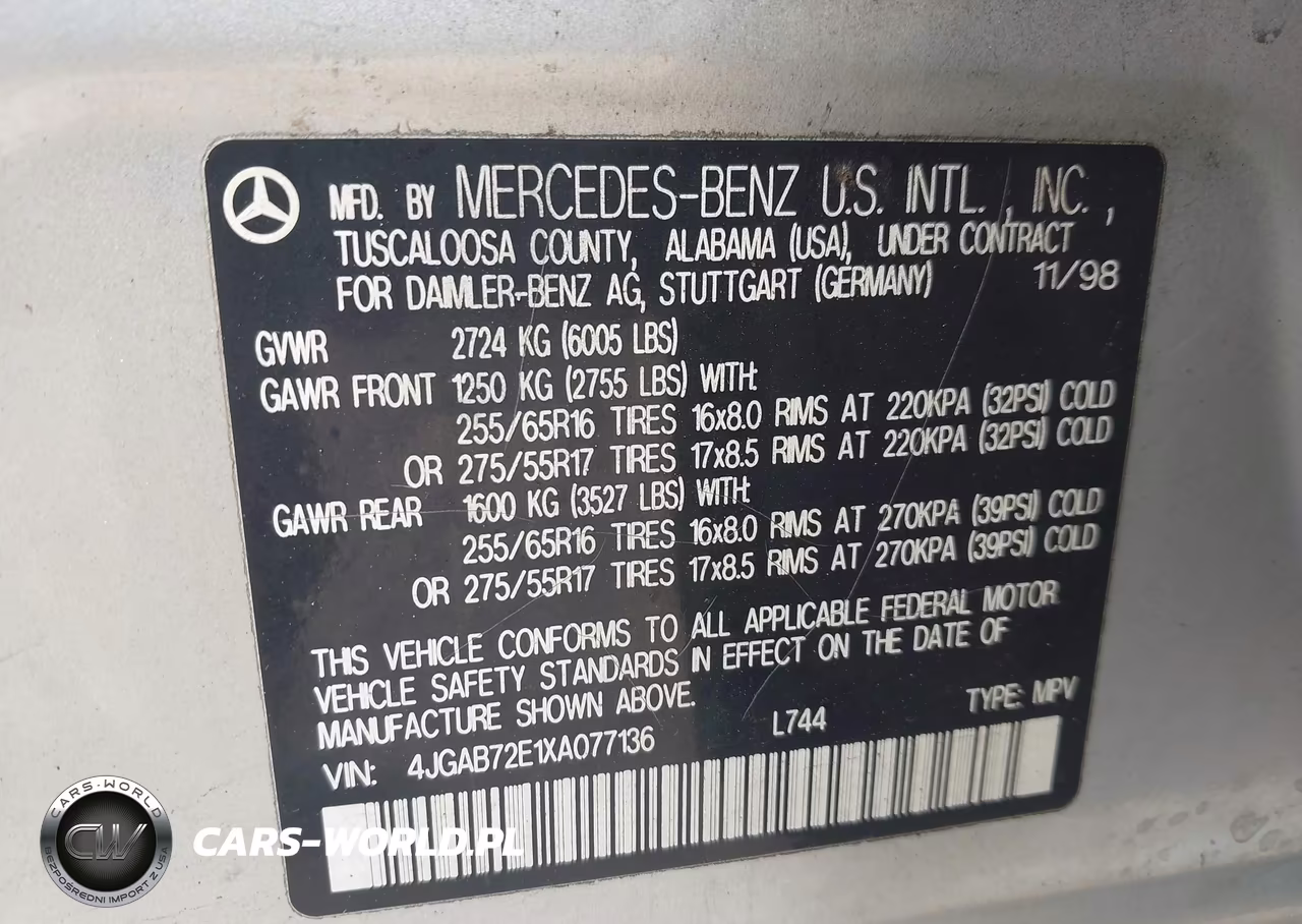 1999 Mercedes-Benz Ml 430 VIN:4JGAB72E1XA077136 - 9