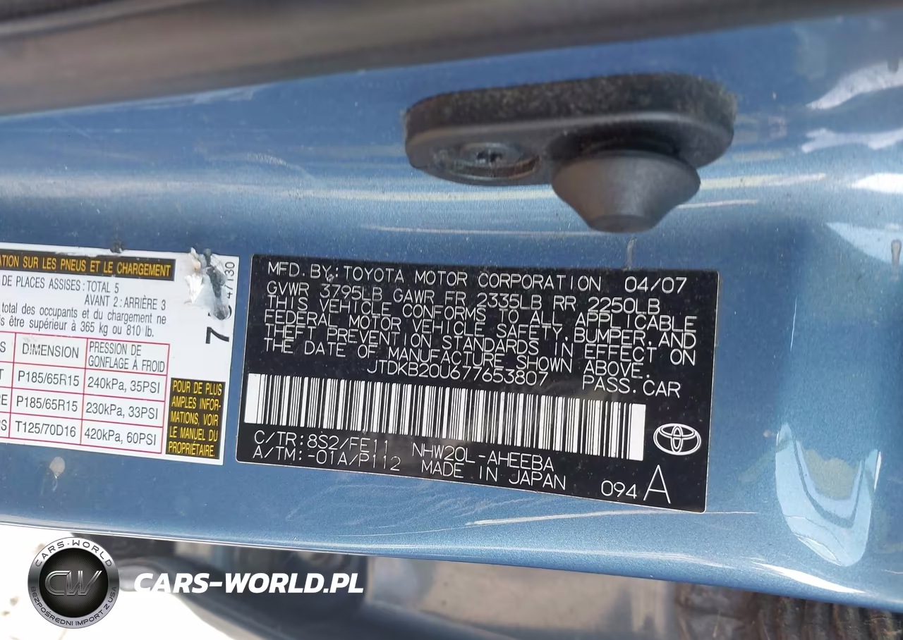 2007 Toyota Prius VIN:JTDKB20U677653807 - 9