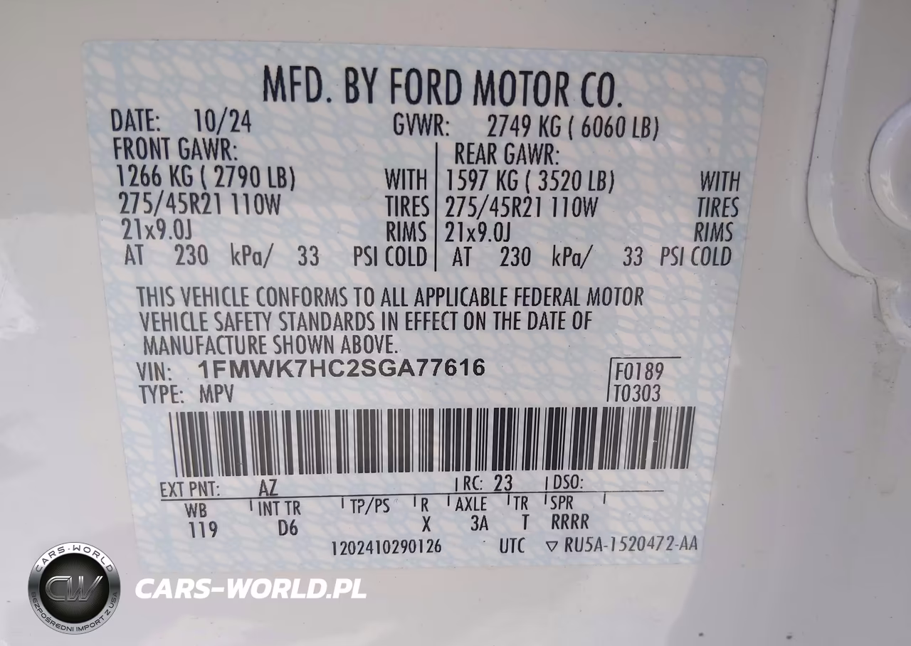 2025 Ford Explorer Platinum VIN:1FMWK7HC2SGA77616 - 9