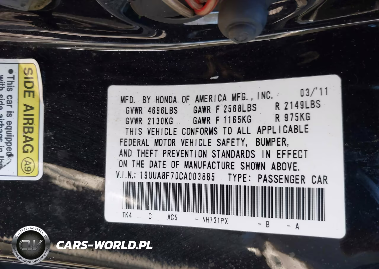 2012 Acura Tl 3.5 VIN:19UUA8F70CA003885 - 9