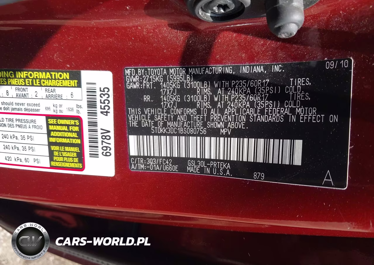 2011 Toyota Sienna Le V6 VIN:5TDKK3DC1BS080756 - 9