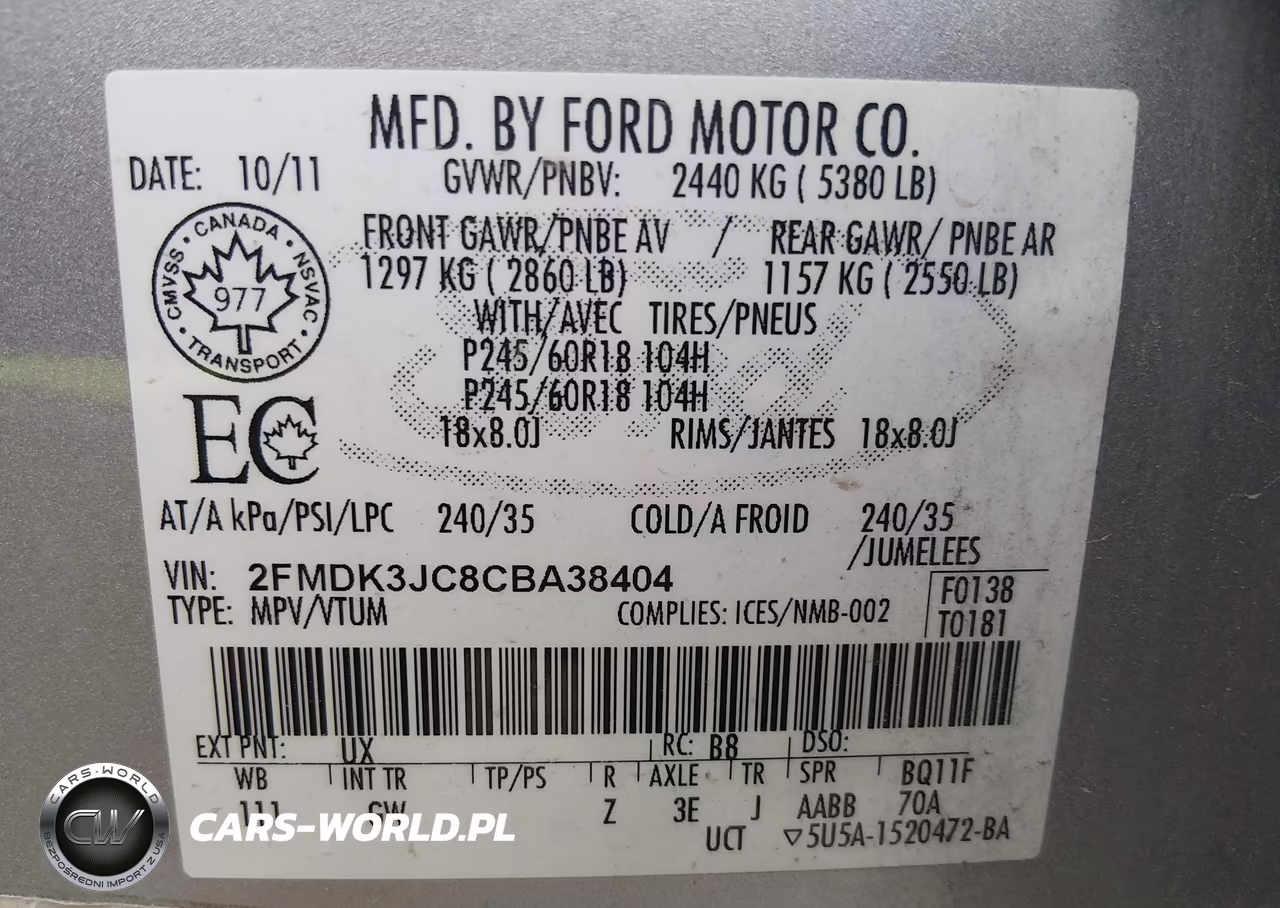 2012 Ford Edge Sel VIN:2FMDK3JC8CBA38404 - 9
