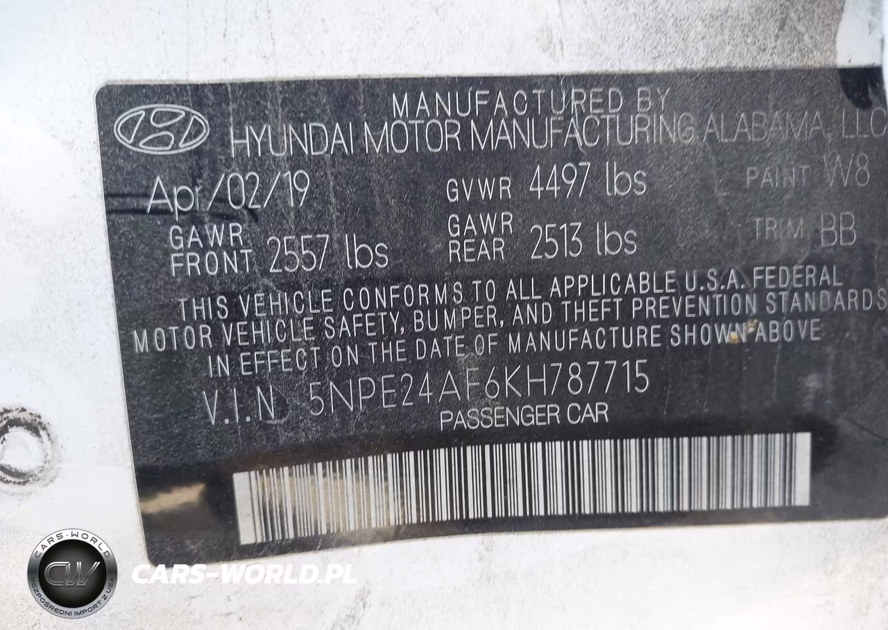 2019 Hyundai Sonata Se VIN:5NPE24AF6KH787715 - 9