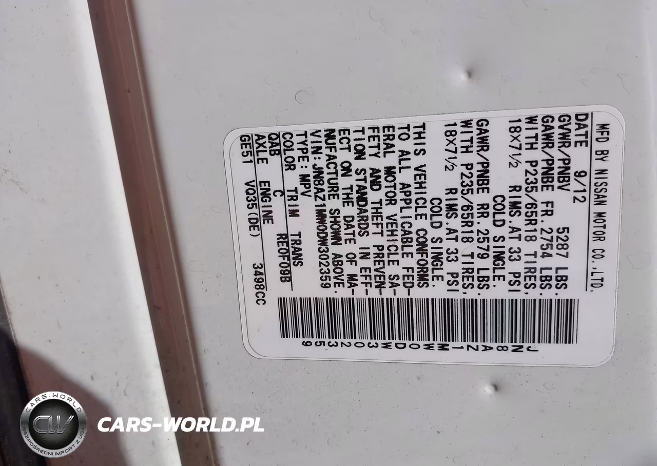2013 Nissan Murano Sl VIN:JN8AZ1MW0DW302359 - 9
