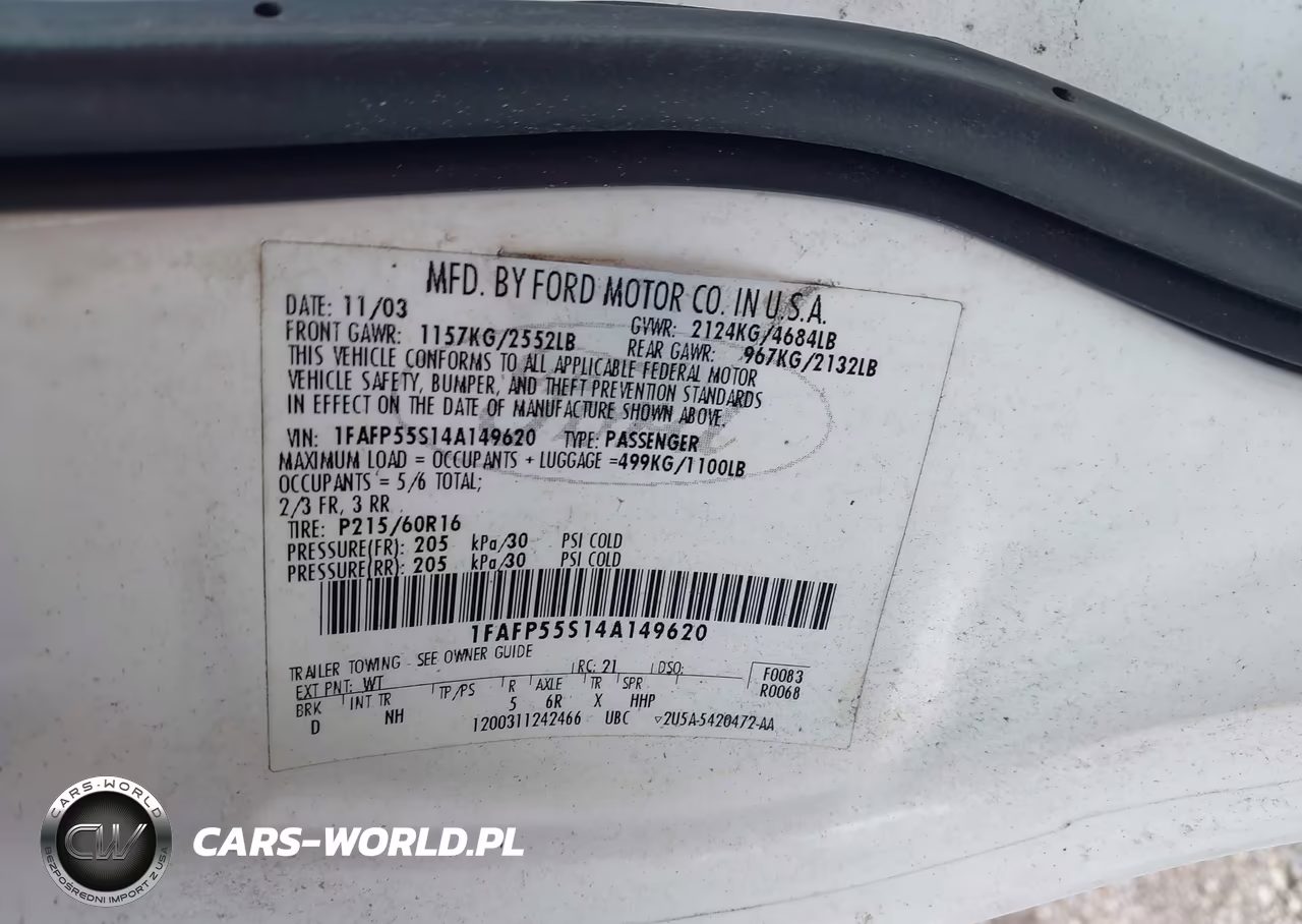 2004 Ford Taurus Ses VIN:1FAFP55S14A149620 - 9