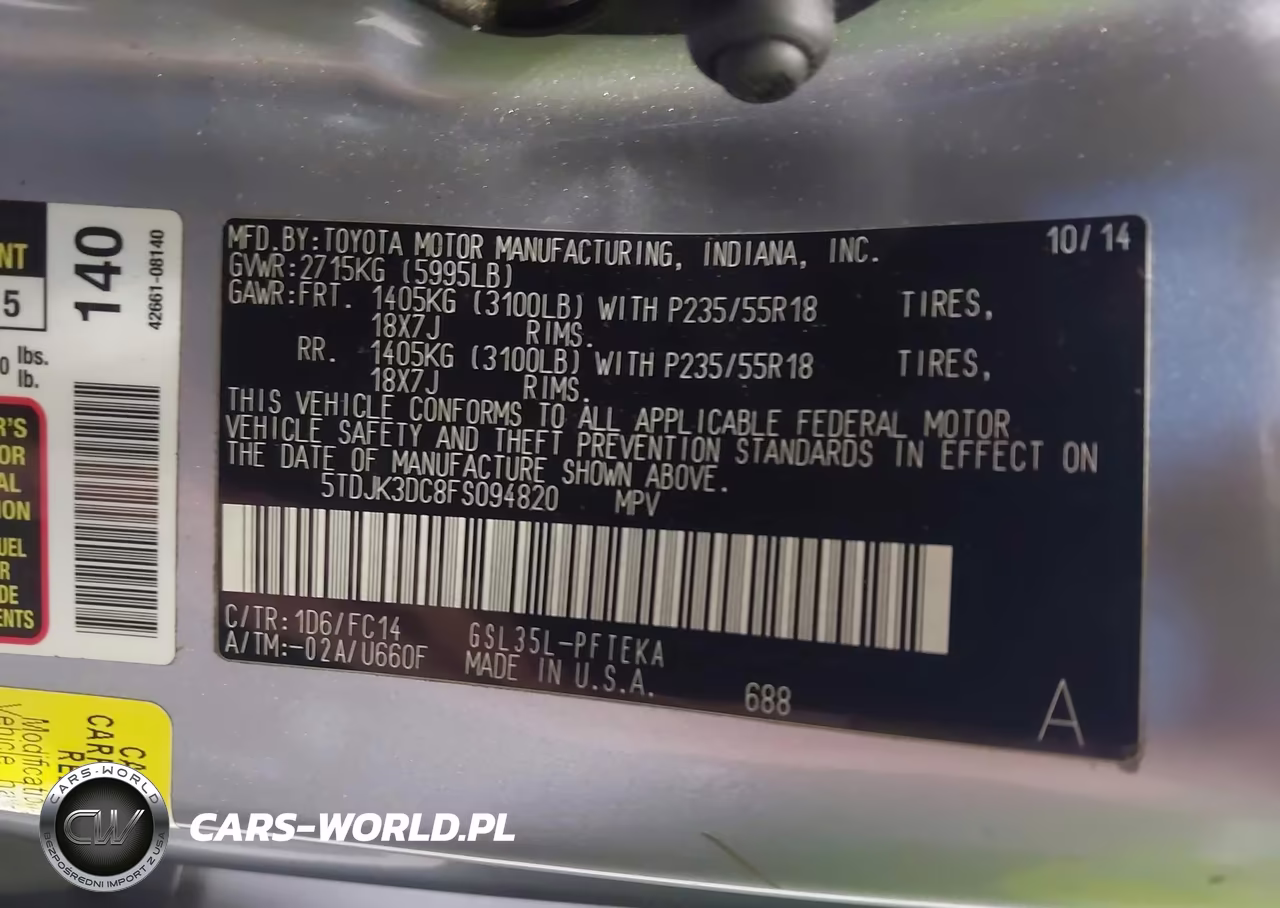 2015 Toyota Sienna Le 7 Passenger VIN:5TDJK3DC8FS094820 - 9