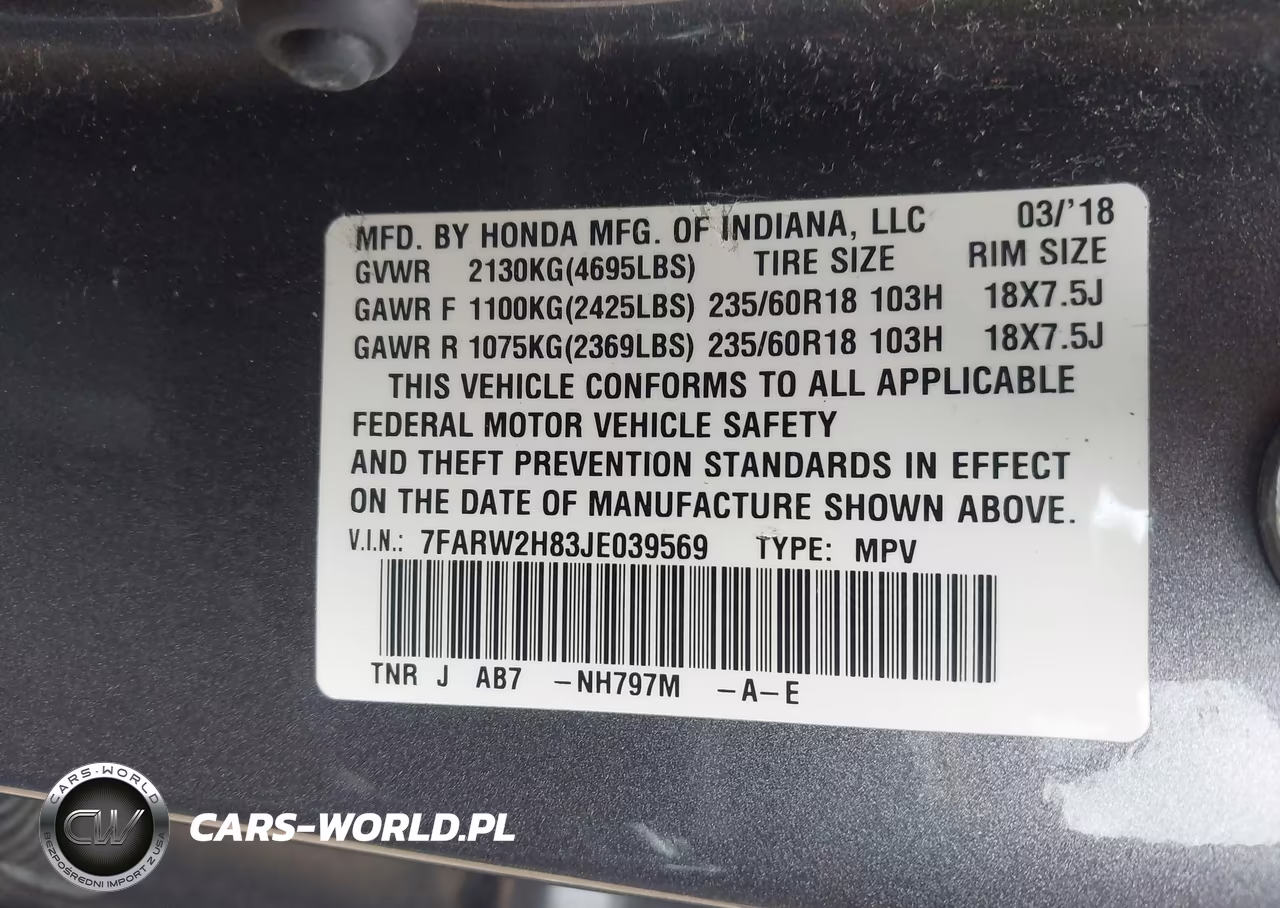 2018 Honda Cr-V Ex-L-Ex-L Navi VIN:7FARW2H83JE039569 - 9