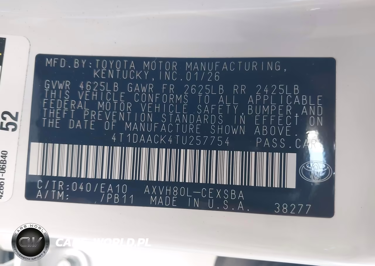 2026 Toyota Camry Se VIN:4T1DAACK4TU257754 - 9