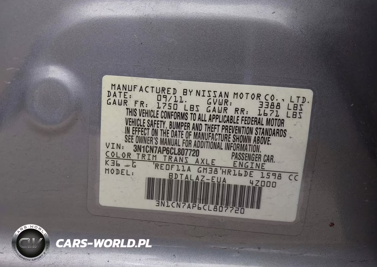 2012 Nissan Versa 1.6 S VIN:3N1CN7AP6CL807720 - 8