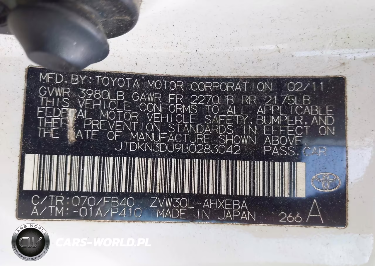 2011 Toyota Prius Two VIN:JTDKN3DU9B0283042 - 9