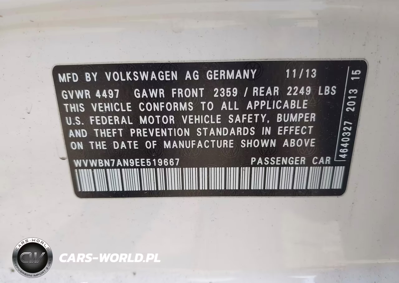 2014 Volkswagen Cc 2.0T R-Line VIN:WVWBN7AN9EE519667 - 9