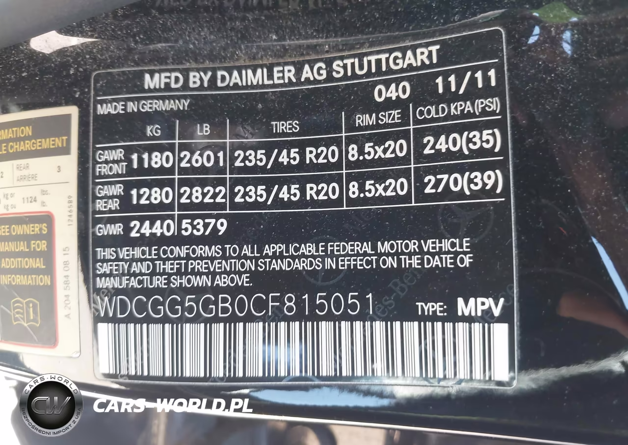 2012 Mercedes-Benz Glk 350 VIN:WDCGG5GB0CF815051 - 9