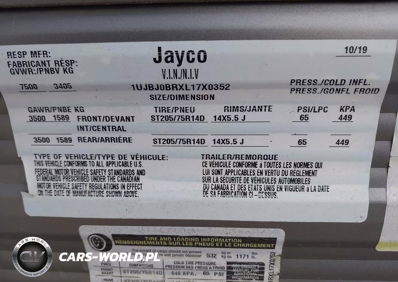 2020 Jayco Other VIN:1UJBJ0BRXL17X0352 - 9