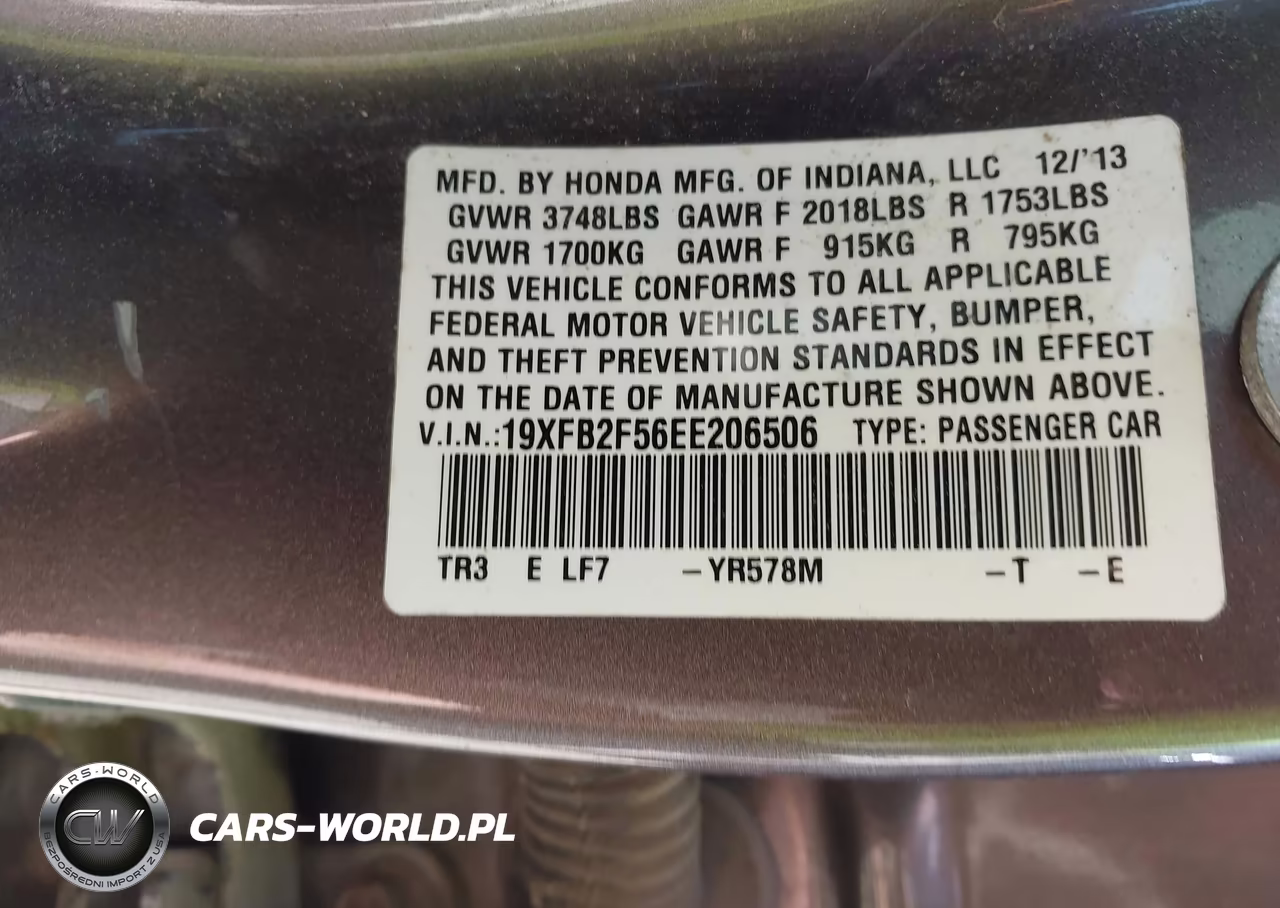 2014 Honda Civic Lx VIN:19XFB2F56EE206506 - 9