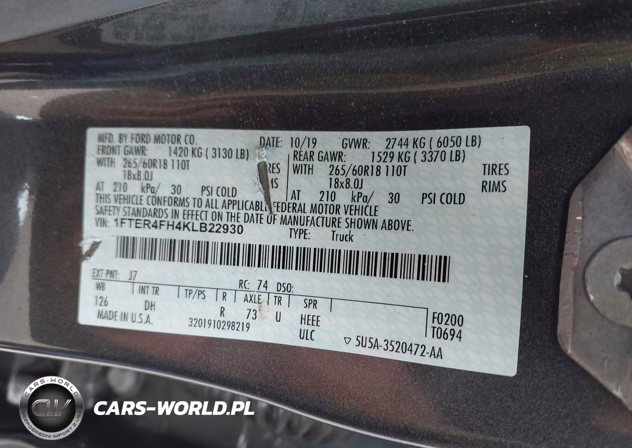 2019 Ford Ranger Lariat VIN:1FTER4FH4KLB22930 - 9