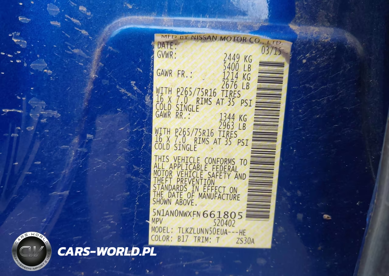 2015 Nissan Xterra Pro-4X VIN:5N1AN0NWXFN661805 - 9