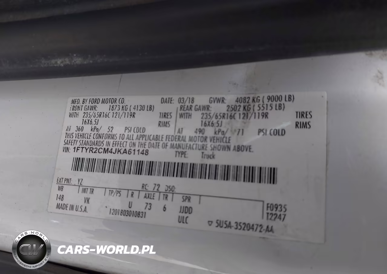 2018 Ford Transit-250 VIN:1FTYR2CM4JKA61148 - 9