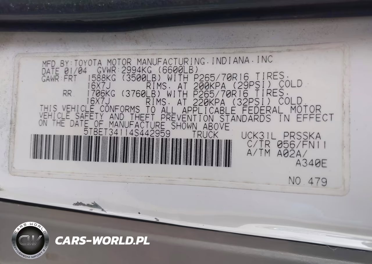 2004 Toyota Tundra Sr5 V8 VIN:5TBET34114S442959 - 9