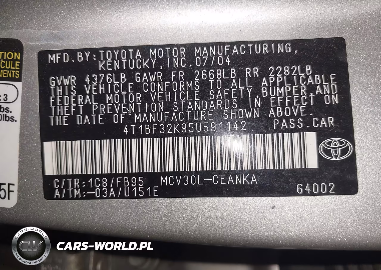 2005 Toyota Camry Le V6 VIN:4T1BF32K95U591142 - 9