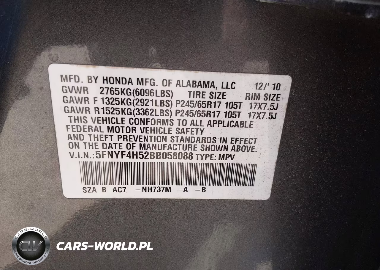 2011 Honda Pilot Ex-L VIN:5FNYF4H52BB058088 - 9