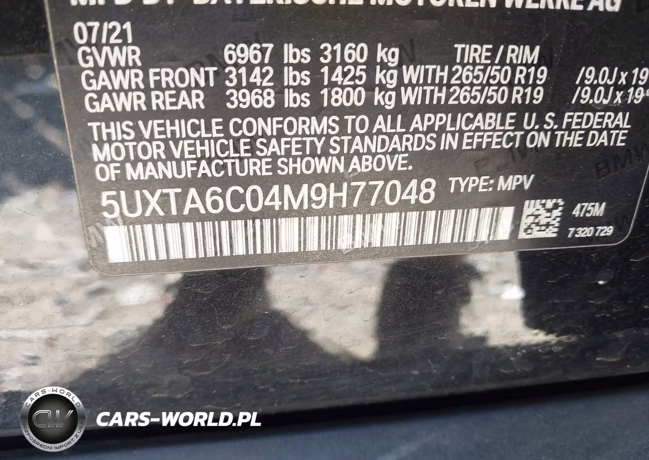 2021 BMW X5 Phev xDrive45E VIN:5UXTA6C04M9H77048 - 9