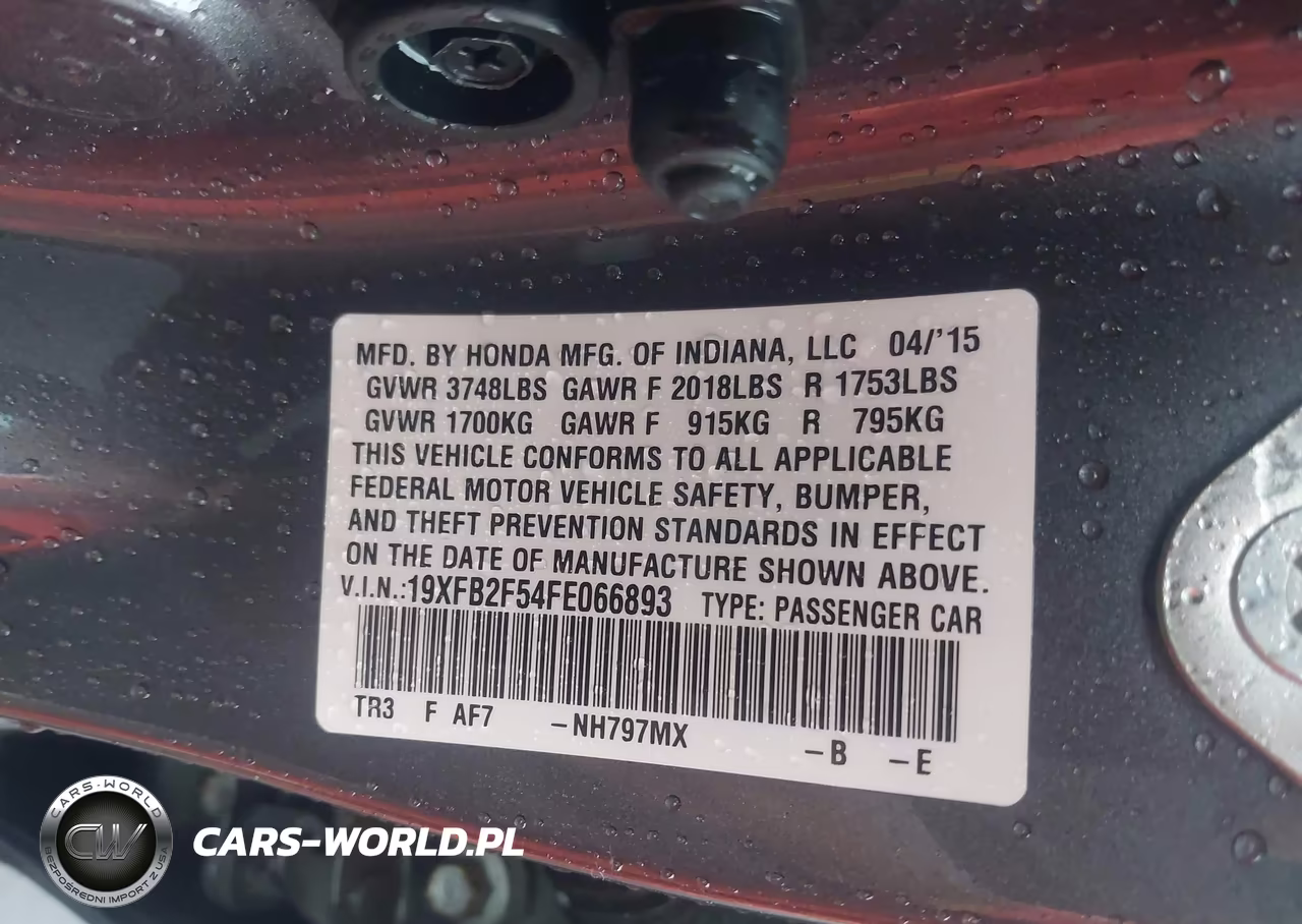 2015 Honda Civic Lx VIN:19XFB2F54FE066893 - 9