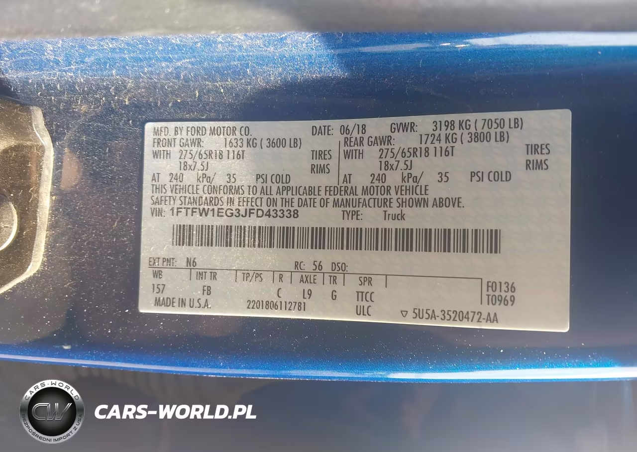 2018 Ford F-150 Xlt VIN:1FTFW1EG3JFD43338 - 9