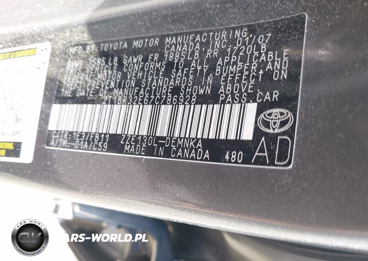 2007 Toyota Corolla Le VIN:2T1BR32E67C786928 - 9