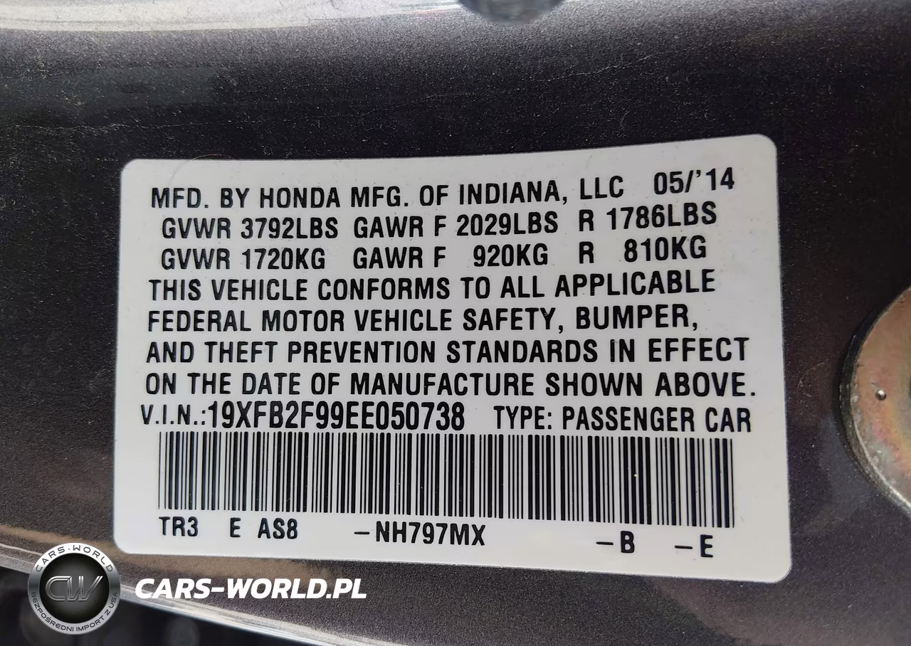 2014 Honda Civic Ex-L VIN:19XFB2F99EE050738 - 9