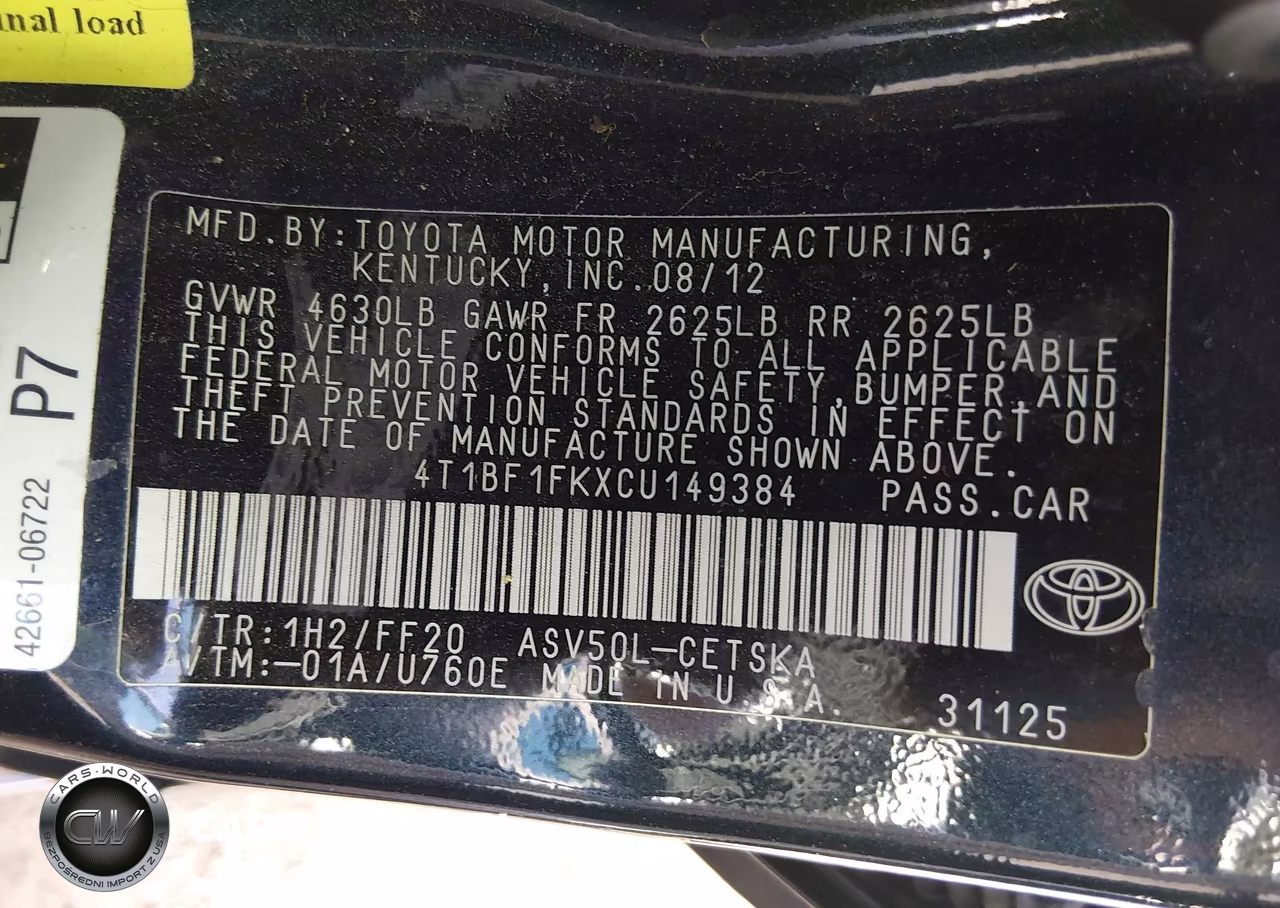 2012 Toyota Camry Se VIN:4T1BF1FKXCU149384 - 9