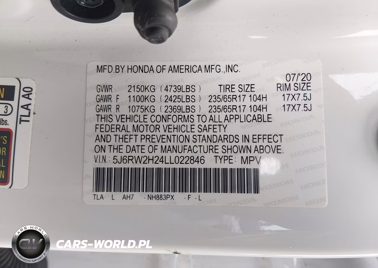 2020 Honda Cr-V Awd Lx VIN:5J6RW2H24LL022846 - 9