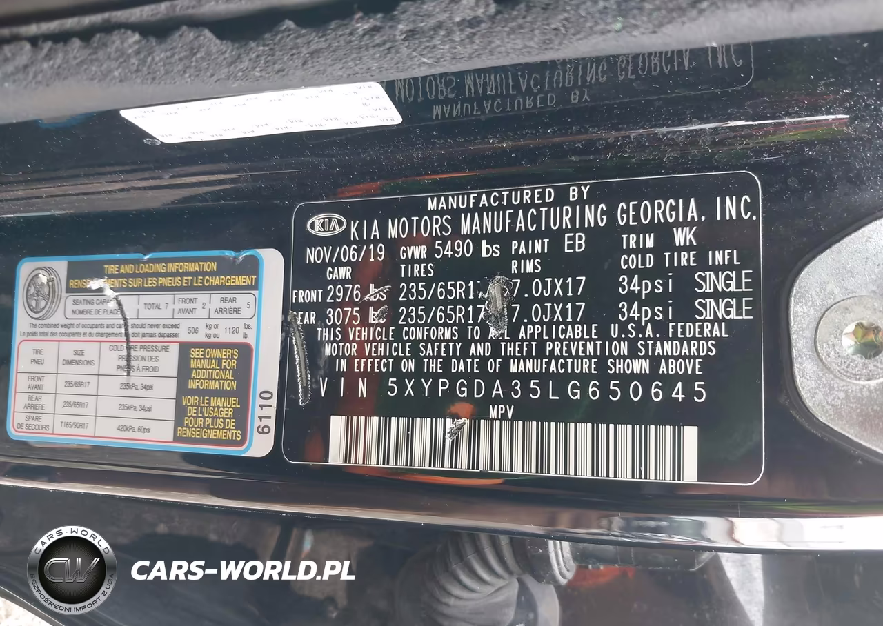 2020 Kia Sorento 2.4L Lx VIN:5XYPGDA35LG650645 - 9